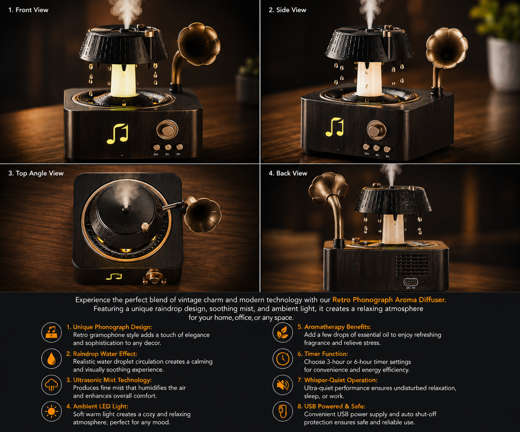 Retro Phonograph Aroma Diffuser Showcase